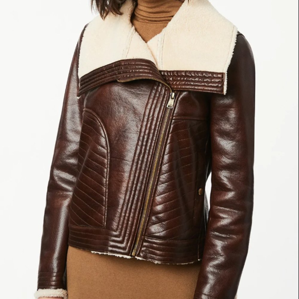 Bernardo Faux Leather Moto Jacket In Chocolate, Size XL